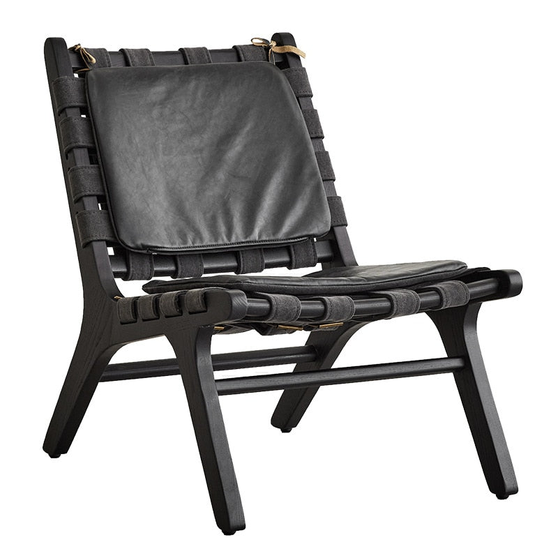 SkandiShop Retro Solid Wood Leather Saddle Chair